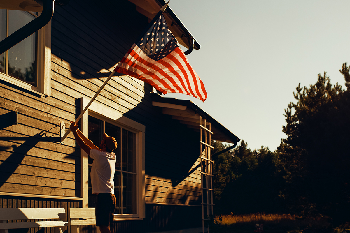 Kansas City Home with American Flag